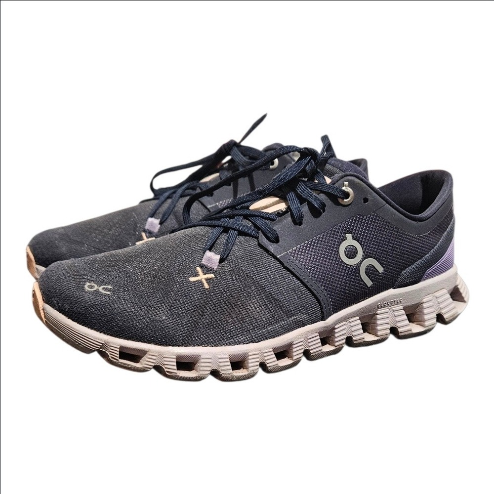 On Cloud X Women Running Shoes Black Asphalt Lilac 60.98097 Size 7.5 Athleisure